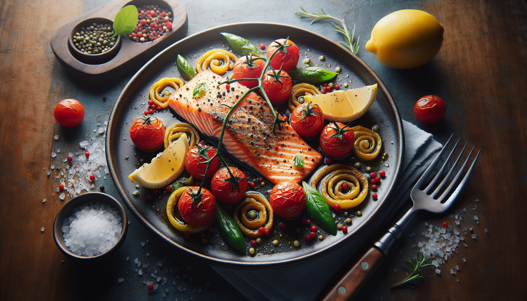 salmone al forno con pomodorini